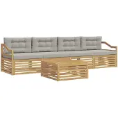 vidaXL Buiten bank set 5 st Wit en Lichtgrijs Massief Acacia Hout