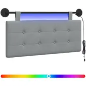 vidaXL Hangend hoofdbord Met LED-verlichting Lichtgrijs Stof