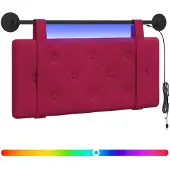 vidaXL Hangend hoofdbord Met LED-verlichting Wijnrood Fluweel