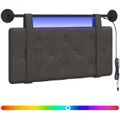 vidaXL Hangend hoofdbord Zwart Antiek PU