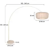 Steinhauer Booglamp zandbruin Vela Lino met crème kap Ø60cm