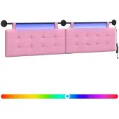 vidaXL Hangend hoofdbord Met LED-verlichting Roze Stof