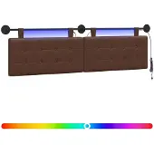 vidaXL Hangend hoofdbord Met LED-verlichting Bruin Kunstleer