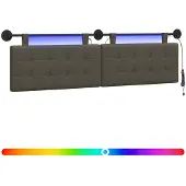 vidaXL Hangend hoofdbord Met LED-verlichting Grijs Kunstleer