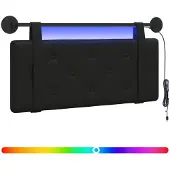 vidaXL Hangend hoofdbord Met LED-verlichting Zwart Kunstleer