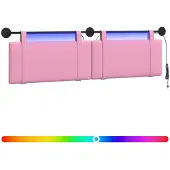 vidaXL Hangend hoofdbord Met LED-verlichting Roze Stof