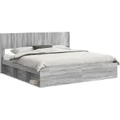 vidaXL Bedframe met opbergruimte en hoofdbord 2 st Bewerkt hout