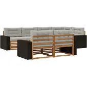 vidaXL Buiten bank set 7 st Naturel en lichtgrijs