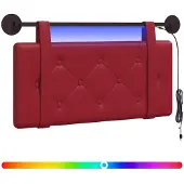 vidaXL Hangend hoofdbord Met LED-verlichting Wijnrood Kunstleer