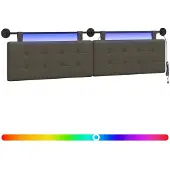 vidaXL Hangend hoofdbord Met LED-verlichting Grijs Kunstleer