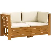 vidaXL Buiten bank set met kussen 2 Stuk Bruin Massief Acacia Hout