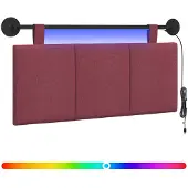 vidaXL Hangend hoofdbord Met LED-verlichting Wijnrood Stof