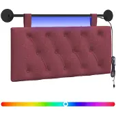 vidaXL Hangend hoofdbord Met LED-verlichting Wijnrood Stof