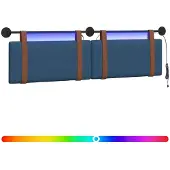 vidaXL Hangend hoofdbord Met LED-verlichting Blauw Antiek PU