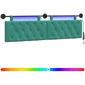vidaXL Hangend hoofdbord Met LED-verlichting Turquoise Fluweel