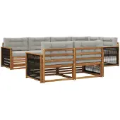vidaXL Buiten bank set 7 st Naturel en lichtgrijs