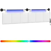 vidaXL Hangend hoofdbord Met LED-verlichting Wit Stof