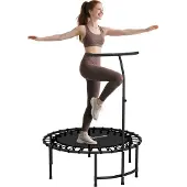 SPORTNOW Fitness Trampoline Staal, Kunststof Ø102 x 116-132H cm Zwart