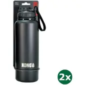 Kong duo drinker drinkfles rvs zwart 2x 910 ml
