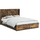 vidaXL Bedframe met opbergruimte en hoofdbord Gerookt eiken