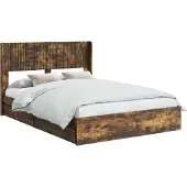 vidaXL Bedframe met opbergruimte en hoofdbord Gerookt eiken