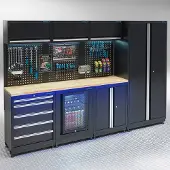 Datona Werkplaatsinrichting PREMIUM eiken - met koelkast - 294 cm