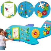 Viga Toys muurspel vliegtuig junior 180 cm hout blauw 5 stuks