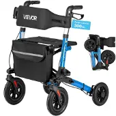 Vevor 3-weg opvouwbare rollator met zitje