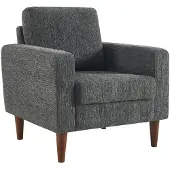 Sweeek Fauteuil rubberhout en chenille stof Donkergrijs