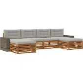 vidaXL Buiten bank set 6 st Naturel en lichtgrijs Massief Acacia Hout