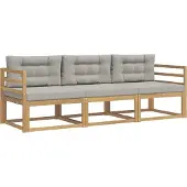 vidaXL Buiten bank set 3 st Wit en Lichtgrijs Polyester