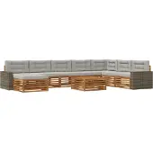 vidaXL Buiten bank set 9 st Naturel en lichtgrijs Massief Acacia Hout