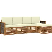 vidaXL Tuinset met 5 zitplaatsen, natuurlijke en crème kleur