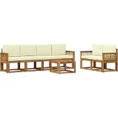 vidaXL Buiten bank set 7 st Natuurlijk en Crème Polyester