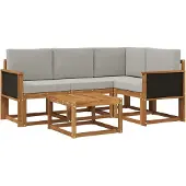 vidaXL Buiten bank set 5 st Naturel en lichtgrijs Polyester