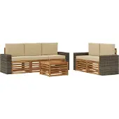 vidaXL Buiten bank set 6 st Natuurlijk en Beige Massief Acacia Hout