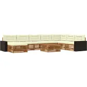 vidaXL Buiten bank set 9 st Natuurlijk en Crème Massief Acacia Hout