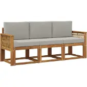 vidaXL Buiten bank set 3 st Naturel en lichtgrijs Polyester