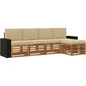 vidaXL Buiten bank set 5 st Natuurlijk en Beige