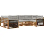 vidaXL Buiten bank set 6 st Naturel en lichtgrijs Massief Acacia Hout