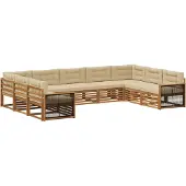 vidaXL Buiten bank set 9 st Natuurlijk en Beige Massief Acacia Hout