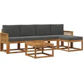 vidaXL Buiten bank set 6 st Natuurlijk en Antraciet Polyester