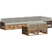 vidaXL Buiten bank set 8 st Naturel en lichtgrijs
