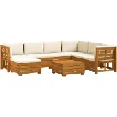 vidaXL Buiten bank set met kussen 8 Stuk Bruin Massief Acacia Hout