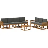vidaXL Buiten bank set 8 st Natuurlijk en Antraciet Polyester