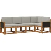 vidaXL Buiten bank set 5 st Naturel en lichtgrijs Polyester