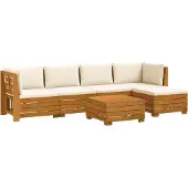 vidaXL Buiten bank set met kussen 6 Stuk Bruin Massief Acacia Hout