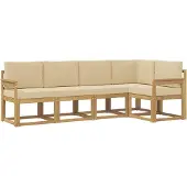 vidaXL Buiten bank set 5 st Wit en Beige