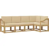 vidaXL Buiten bank set 5 st Wit en Beige