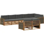 vidaXL Tuinset met 8 zitplaatsen, natuurlijke en antraciet kleur